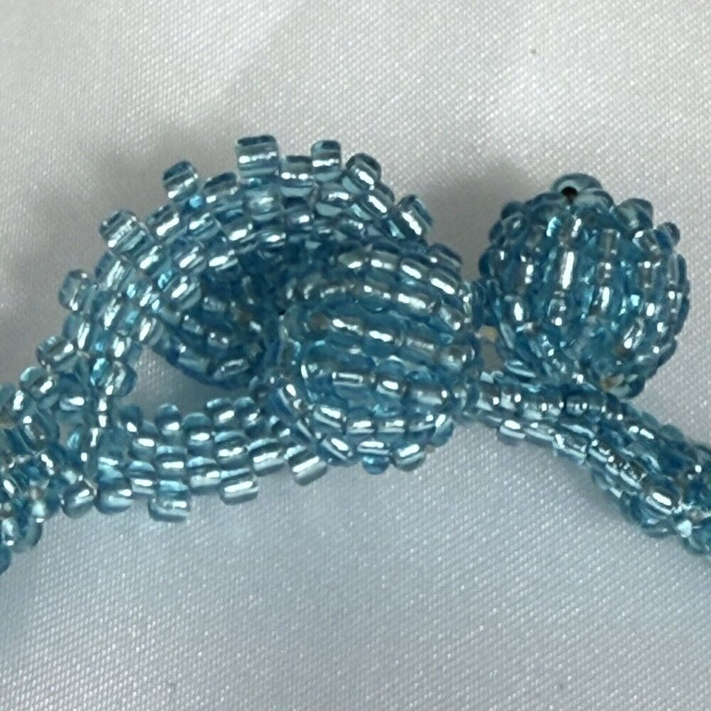 BLUE GLASS Beaded Balls Statement Necklace - Picture 4 of 7